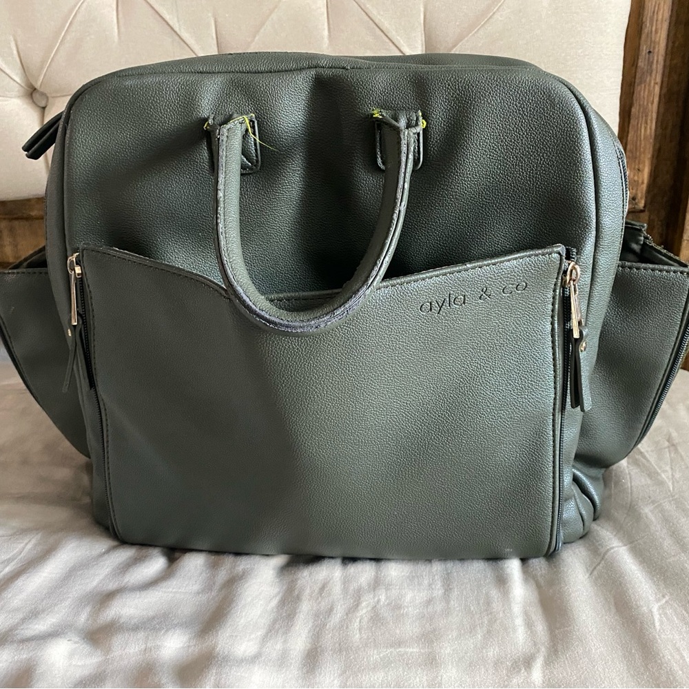 Ayla & Co olive green diaper bag (large)